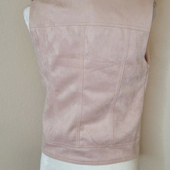 FAUX SUEDE MOTO VEST IN BLUSH PINK - Picture 3 of 10